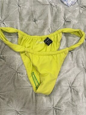 NWT Same Swimwear Faux Suede Citron bikini bottom sz L